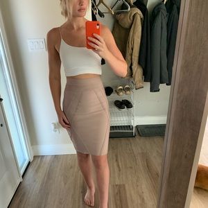 Tailored High-Waist Pencil Skirt in Taupe